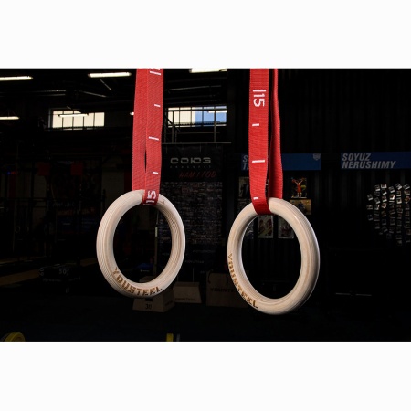 Купить Кольца гимнастические 32 мм красные стропы в Асбесте 