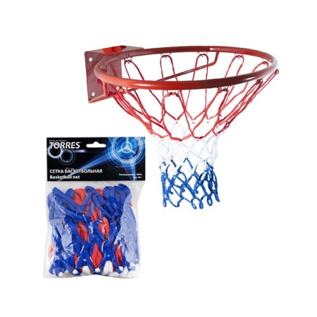 Купить Сетка баскетбольная Torres, нить 4 мм, бело-сине-красная в Асбесте 