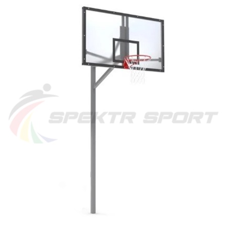 Купить Стойка баскетбольная уличная упрощенная со щитом из оргстекла, кольцом и сеткой SP D 412 в Асбесте 